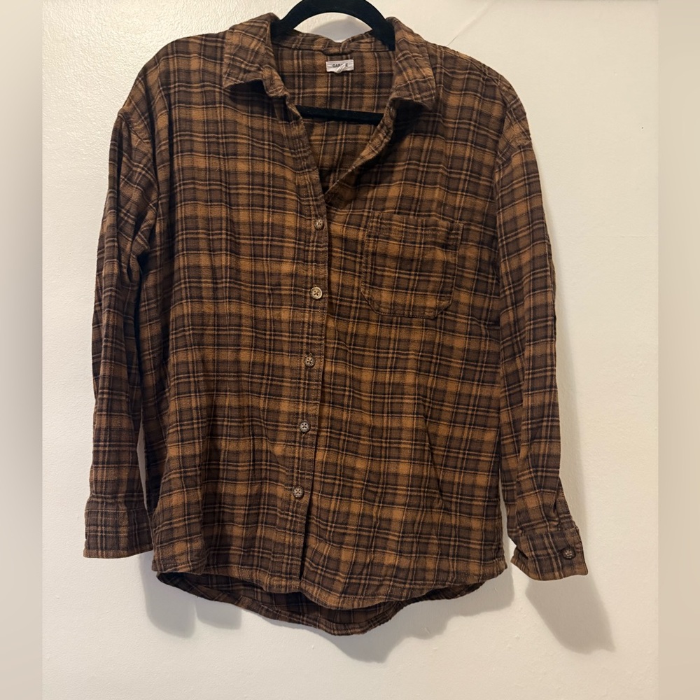 Checkered brown and black flannel